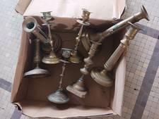 important lot de Bougeoirs anciens bronze et laiton