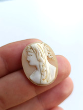 Camée ancien bijou XIXe art nouveau vintage rare antique cameo portrait lady