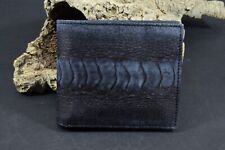 PORTEFEUILLE HOMME DOUBLE PLI NOIR VÉRITABLE PEAU D'AUTRUCHE CUIR NUBUCK MA F...