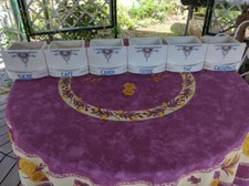 6 Pots Tiroirs anciens à Epices Condiments Faience d Onnaing Décor Floral Coloré