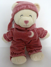L. DOUDOU PELUCHE GIPSY OURS BABY BEAR rose foncé lune bonnet ETAT NEUF*
