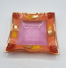 Coupelle vide-poche en verre soufflé coloré à décor géométrique de Murano XXème