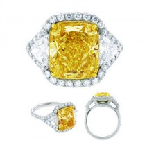 Vintage Style 3.50 Carat Déguisement Jaune Radiant Coupe Diamant 18K Wg Certifié