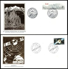 France 1er jour 1984 Y&T n°2327 Congrès de géographie, n°2333 Satellite TELECOM1