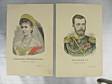 Anciennes Gravures couleur - TSAR NICOLAS II et IMPÉRATRICE de Russie