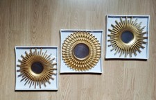 LOT DE 3 MIROIRS RONDS DORÉS POUR DÉCORATIONS MURALES - NEUFS DANS EMBALLAGES