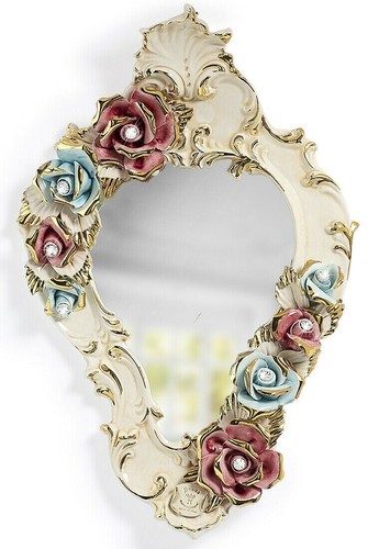 Miroir floral porcelaine - miroir,
