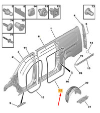 Joint d'entrée de porte latérale arrière gauche CITRO�N JUMPY MK3 9808414780