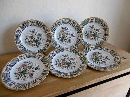 Six assiettes plates faience - assiettes,