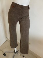  PANTALON VINTAGE MARQUE CACHE CACHE TWEED CHINE MARRON SOUPLE T .38