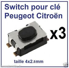 Lot de 3 switch bouton de clé pliante télécommande plip pour Peugeot Citroen 