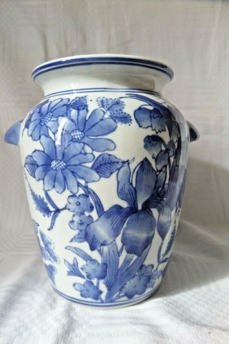Vase blanc bleu porcelaine - bleu, de