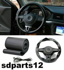 COUVRE-VOLANT COMPLET EN CUIR VERITABLE NOIR POUR PEUGEOT 206 307 308 207 407