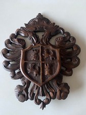 BLASON ARMOIRIES BOIS SCULPTE