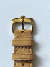 bracelet montre  en cuir véritable - marron - 20x18 mm , adapté Rolex 