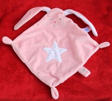 Doudou Plat Tex Lapin Rose