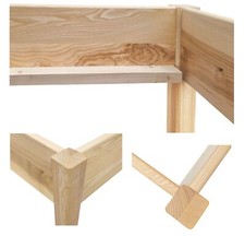 Lit sans métal en frêne naturel, lit simple avec sommier 120x200 hauteur variab.