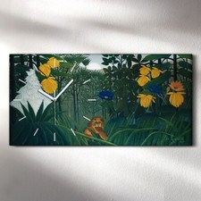 Horloge Silencieuse murale sur toile 60x30 le repas du lion henri rousseau