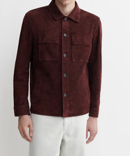 Veste chemise en cuir bordeaux