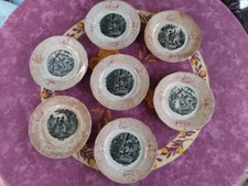 7 Assiettes à Dessert Parlantes anciennes Faïence FF Pexonne Mois de l Année