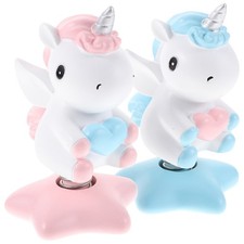  2 Pcs Décor De Licorne Décoration Tableau Bord Ornement La Résine