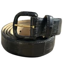 Ceinture SULKA Crocodile véritable cuir Noir Taille 42 Très Bon État Italy