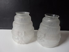 2 TULIPES DE LUSTRE OU LAMPE EN CRISTAL POLI ET DEPOLI DLG MULLER DEGUE ART DECO