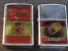 LOT DE 2 BRIQUETS ESPANA SIEMPRE DRAPEAU ESPAGNOL STYLE ZIPPO ESSENCE