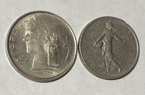 2pcs francs coins - francs, 1985