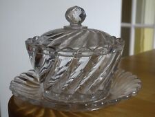 BACCARAT ANCIEN BEURRIER CONFITURIER CRISTAL MOULER MODELE BAMBOU SIGNER