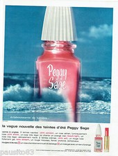 PUBLICITE ADVERTISING 115  1965  PEGGY SAGE  vernis à ongles rouge à lèvres