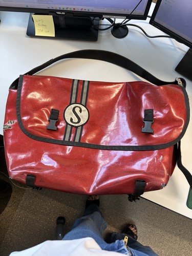 Chrome red striped messenger - chrome,