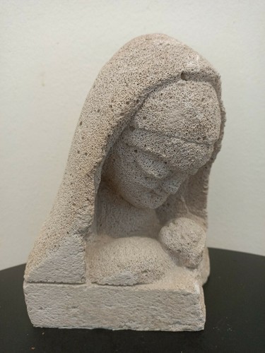 Sculpture buste pierre vierge - sculpture,