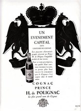 Publicité ancienne cognac H. de Polignac 1947 issue de magazine