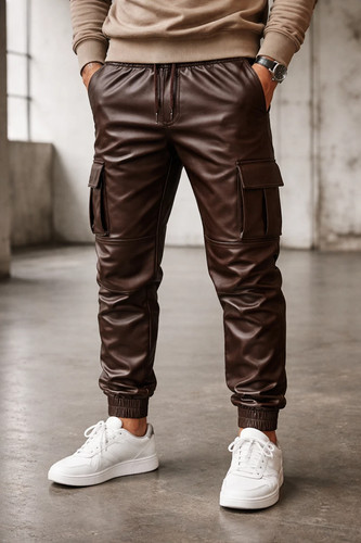 Pantalon cuir motard - pantalon, en