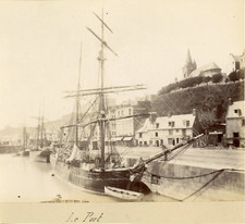 France, Granville, Voiliers marchands dans le port, ca.1880, Vintage albumen pri