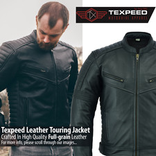 Veste De Moto En Cuir Avec Armure Noire Pour Motard Touring CE APPROUVÉE