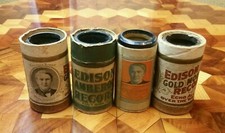 Edison Cylinder Records 4pc Lot w/Containers BEAUTIFUL ANTIQUE AMERICANA 100+Yrs