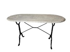 table de café / table de bistrot en fonte et marbre 