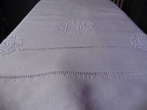 Ancien drap pur lin creme - ancien,