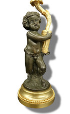 LAMPE AU FAUNE CLODION STYLE LOUIS XVI DÉBUT 1900 - BRONZE - 37 cm