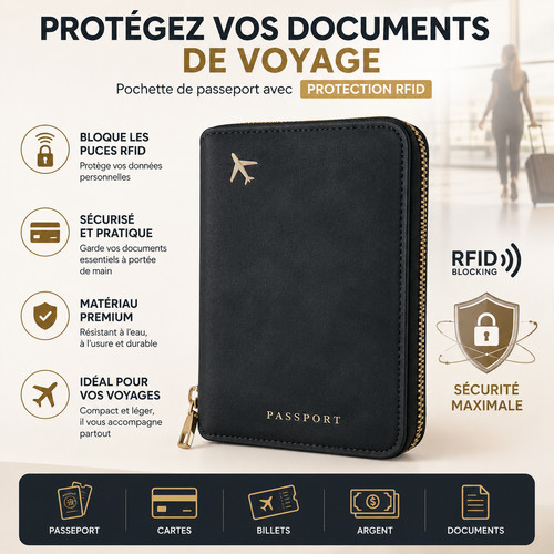 Pochette passeport rfid voyage - pochette,