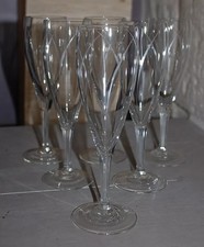 6 FLUTES COUPE ANCIENNE VINTAGE EN CRISTAL CISELE BISEAUTE CHAMPAGNE VERRES