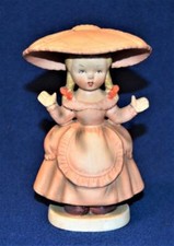 Vintage 1959 Lego Porcelaine Japon Fille En Pêche Robe & Chapeau 14cmh Figurine