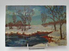 Tableau Huile sur isorel de Serge AGABABIAN SEDRAC signé "paysage enneigé "