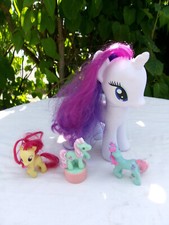 Lot Figurine Licorne Cheval My little Pony Rarity + Fluttershy + Mitty Stampers