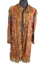 Superbe Manteau Cuir Broderies