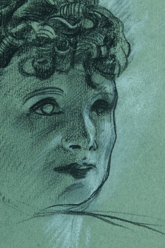 Ancien tableau portrait jeune