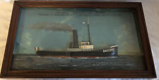 DIORAMA MARITIME REMORQUEUR BASSENS construit 1917 Newcastle MAQUETTE SOUS VERRE