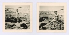 Snapshot (lot of 2) - YOU, THEN ME : LOVE ON THE ROCKS. Original Photos 1950s